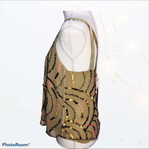 SALE! New Free People Tan Sequin Camisole Top XS - Picture 4 of 10